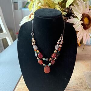 Peyote Bird 925 Sterling Silver Polished Stones Necklace